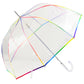 Large Automatic Dome Umbrella - Transparent with Rainbow Seams