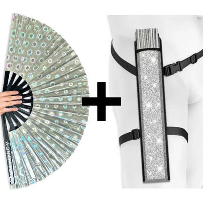 Silver Holographic XL Festival Fan