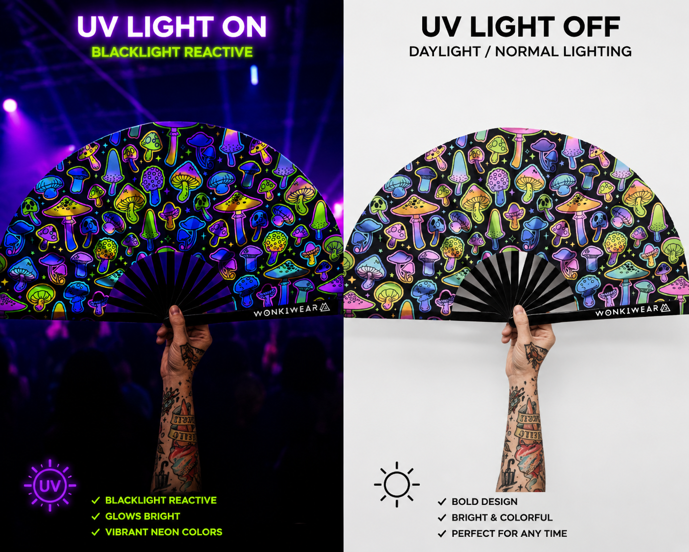 Mushroom XL UV Reactive Festival Fan