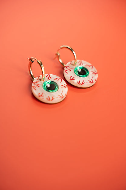 Bloodshot Eyeball Hoop Earrings | Halloween Jewellery