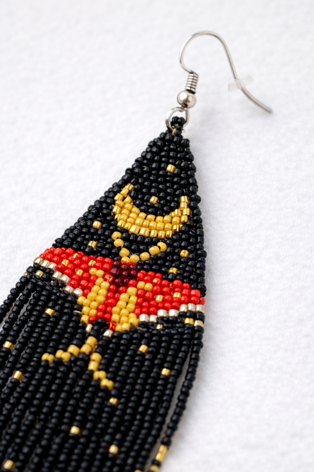 Long Beaded Moth Fringe Earrings