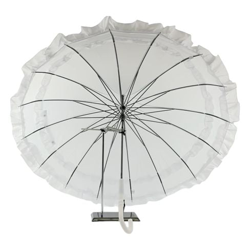 Frilly Pagoda Umbrella - White