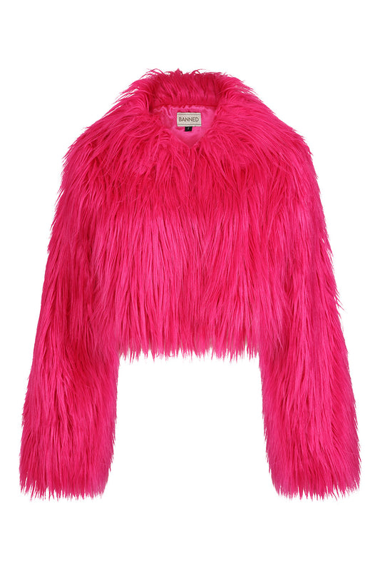 Hot Pink Faux Fur Rave Jacket | Banned Apparel