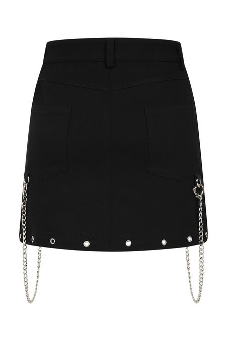 Black Zip-Off Cargo Rave Skirt | Banned Apparel