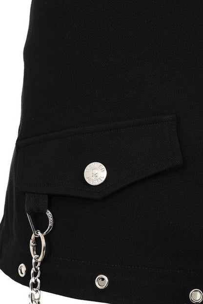 Black Zip-Off Cargo Rave Skirt | Banned Apparel