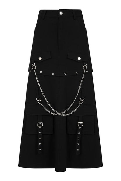 Black Zip-Off Cargo Rave Skirt | Banned Apparel