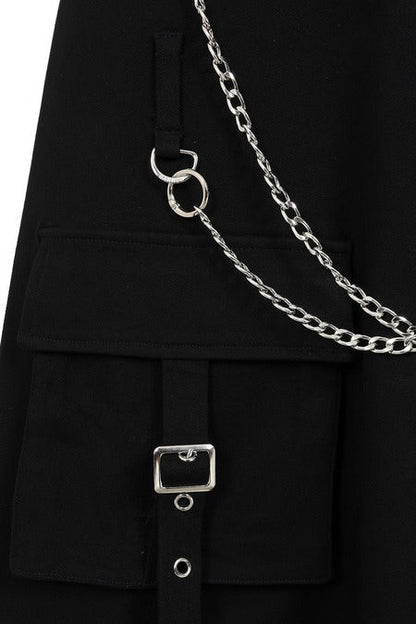 Black Zip-Off Cargo Rave Skirt | Banned Apparel