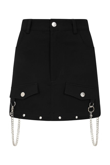 Black Zip-Off Cargo Rave Skirt | Banned Apparel