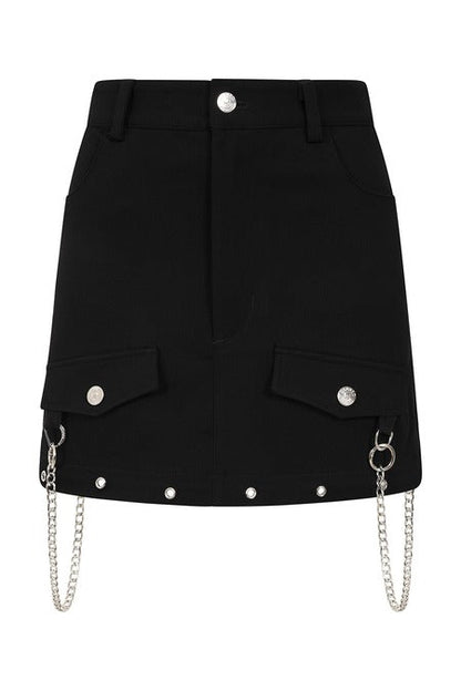 Black Zip-Off Cargo Rave Skirt | Banned Apparel