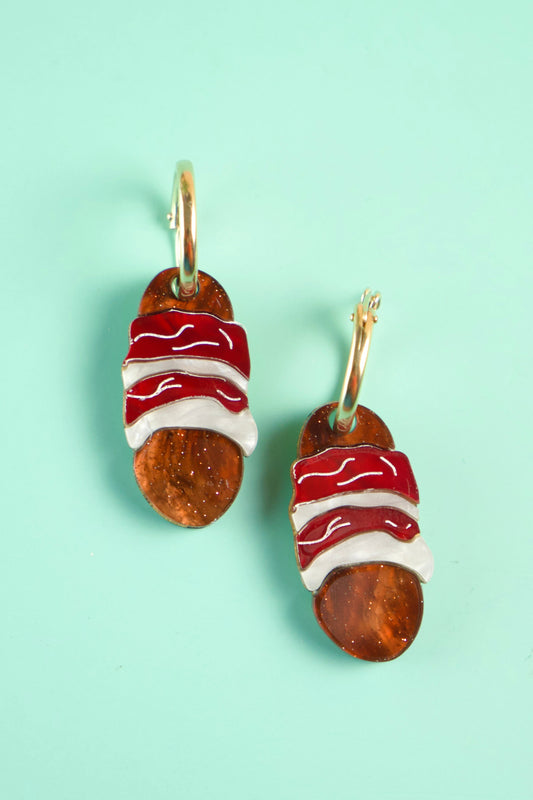 Pigs in Blankets Hoop Earrings | Christmas Food Jewellery