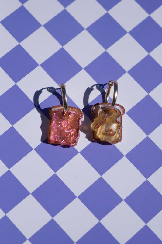 Peanut Butter & Jelly Sandwich Hoop Earrings | Food Jewellery