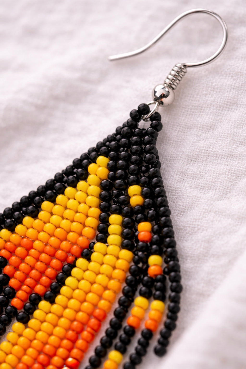 Yellow Beaded Butterfly Wing Earrings