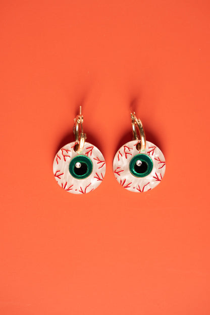 Bloodshot Eyeball Hoop Earrings | Halloween Jewellery