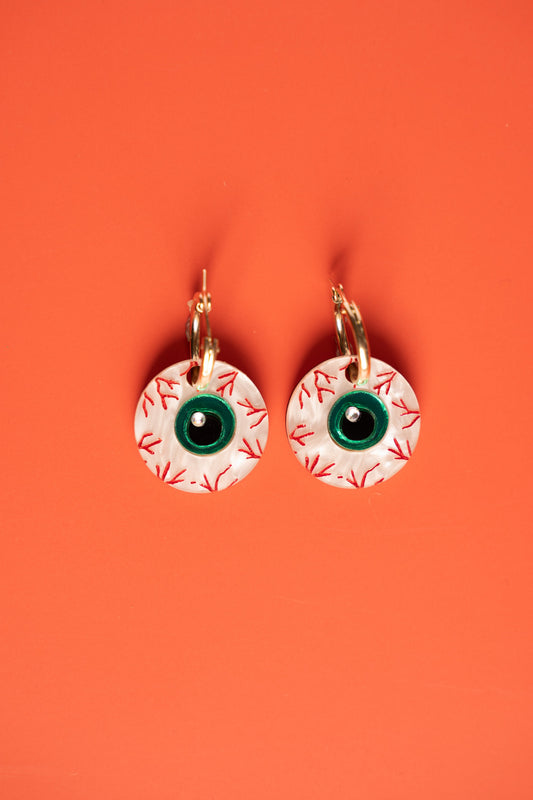Bloodshot Eyeball Hoop Earrings | Halloween Jewellery
