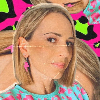 Mini Neon Pink Lightning Bolt Earrings | Cork Statement Jewellery