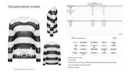 White & Black Striped Open-Knit Sweater | Punk Rave