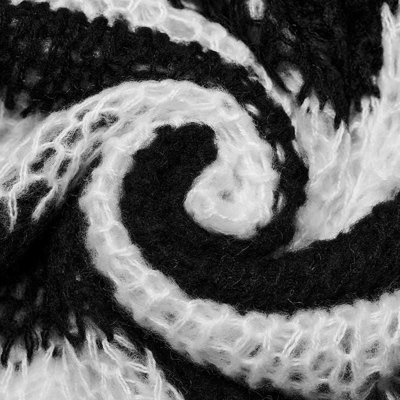 White & Black Striped Open-Knit Sweater | Punk Rave