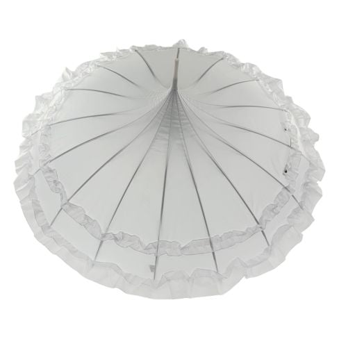 Frilly Pagoda Umbrella - White