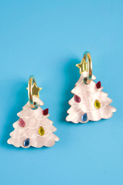 Vintage Christmas Tree Hoop Earrings | Christmas Jewellery