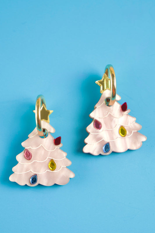 Vintage Christmas Tree Hoop Earrings | Christmas Jewellery