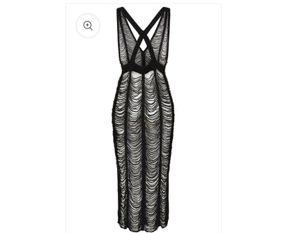 Black Distressed Mesh Rave Dress | Banned Apparel