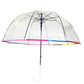 Large Automatic Dome Umbrella - Transparent with Rainbow Seams