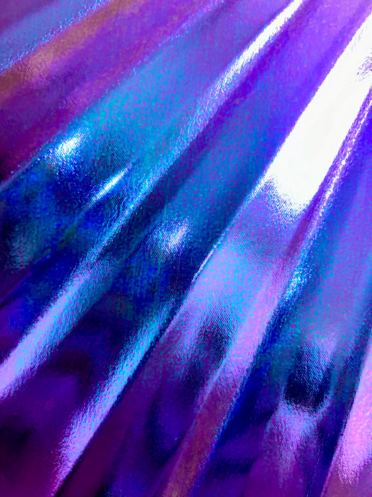 XL Foldable Hand Fan - Galaxy Range, Neptune iridescent Blue, Teal and Purple