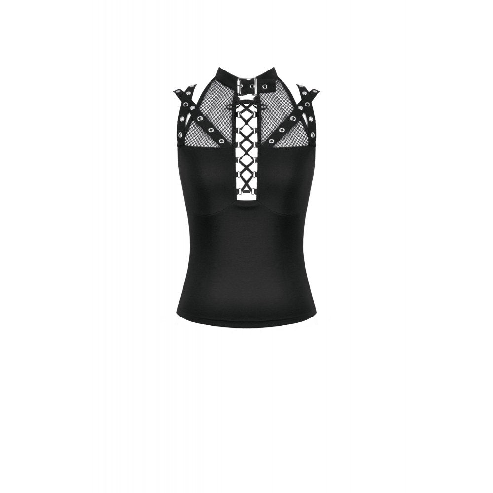 Black Mesh Strap Rave Top | Dark in Love