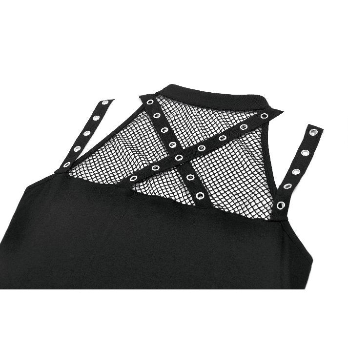 Black Mesh Strap Rave Top | Dark in Love