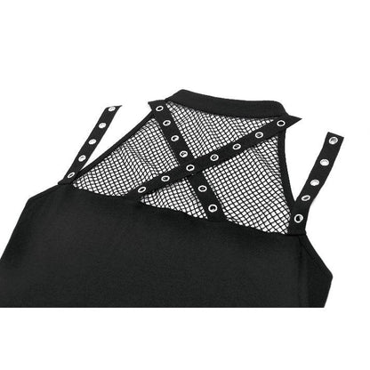 Black Mesh Strap Rave Top | Dark in Love
