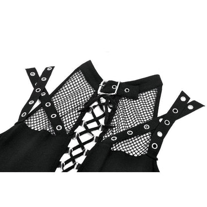 Black Mesh Strap Rave Top | Dark in Love