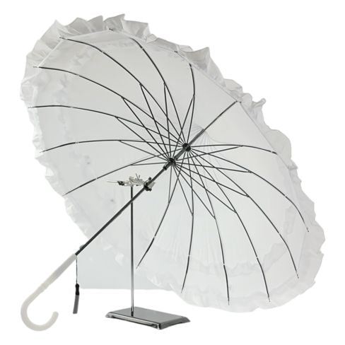 Frilly Pagoda Umbrella - White