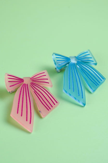 Pink & Blue Bow Hair Clips | Set of 2