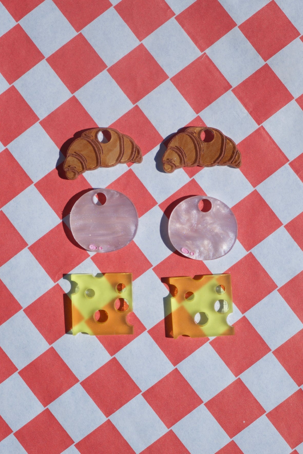 Ham & Cheese Croissant Hoop Earrings | Food Jewellery