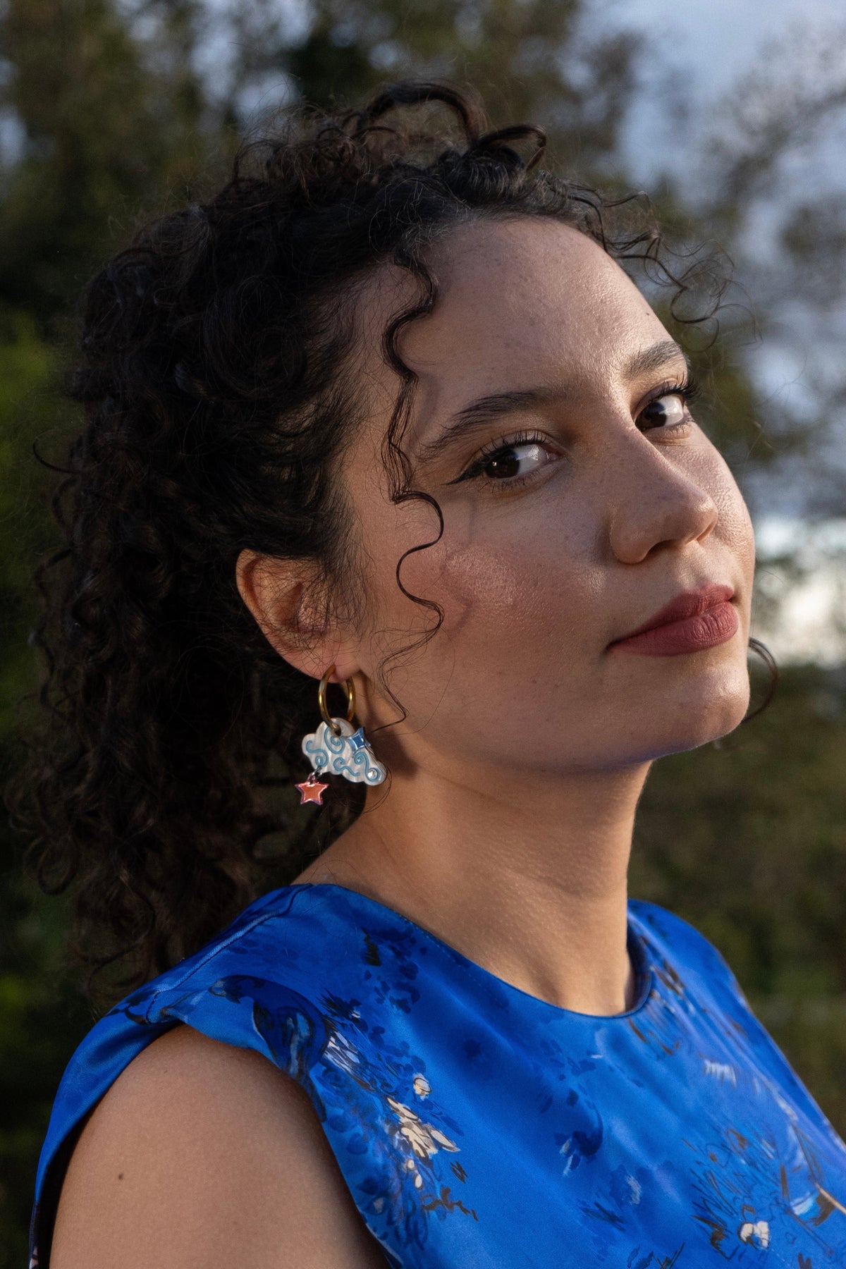 Cloudy Night Sky Hoop Earrings | Celestial Jewellery