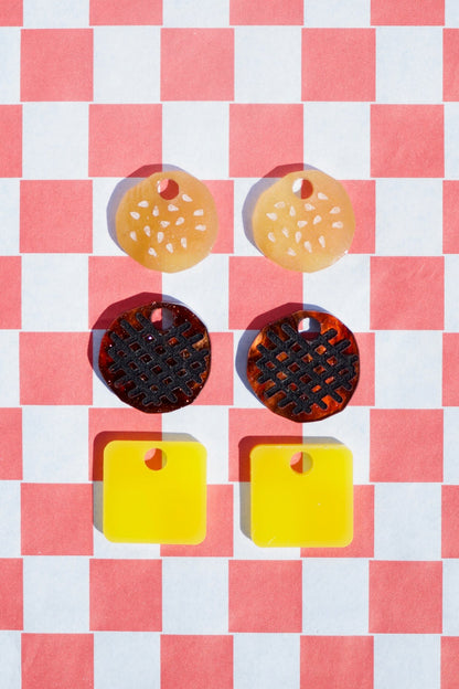 Cheese Burger Hoop Earrings | Food Jewellery