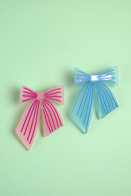 Pink & Blue Bow Hair Clips | Set of 2