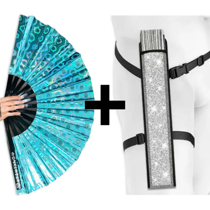 Blue Holographic XL Festival Fan