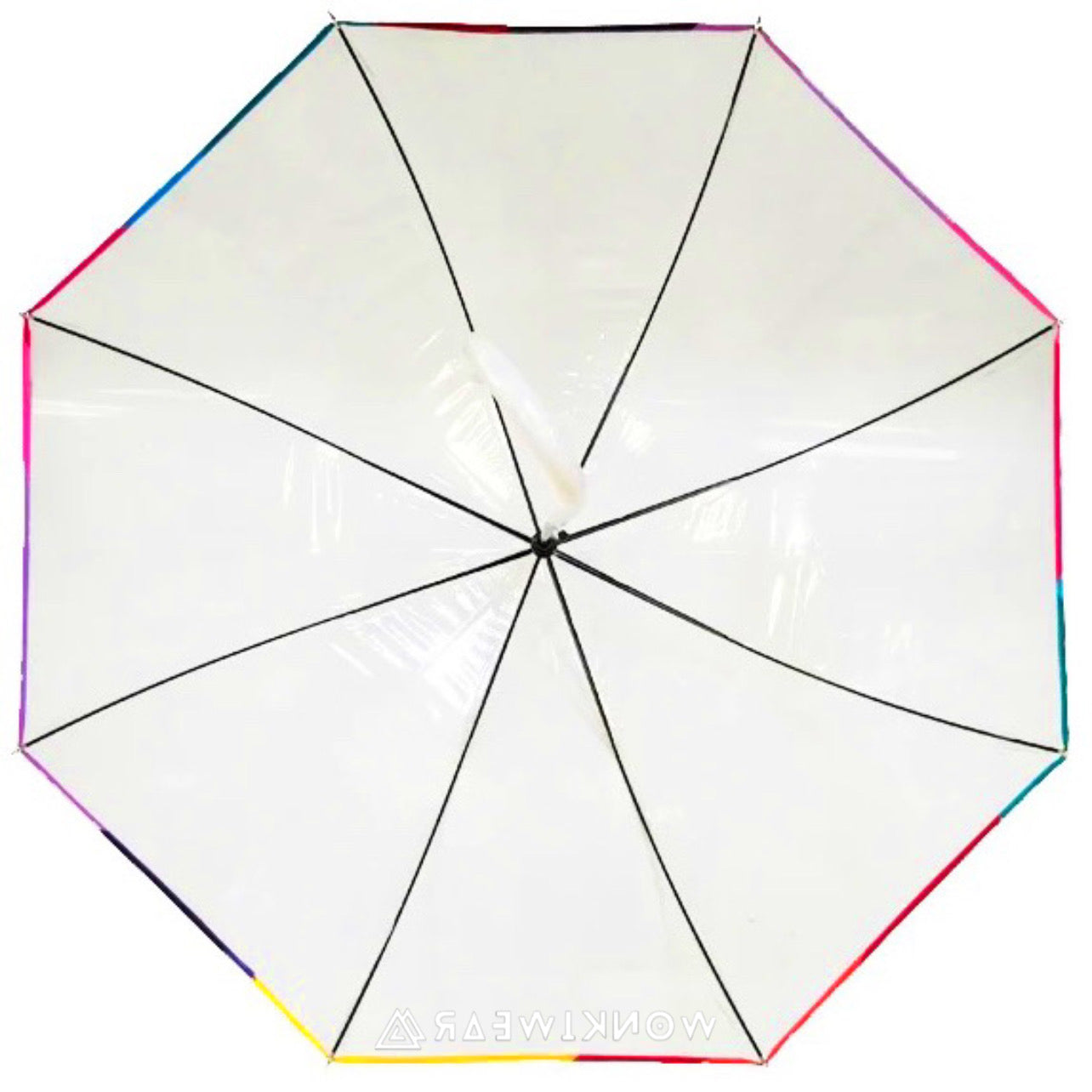Large Automatic Dome Umbrella - Transparent with Rainbow Seams