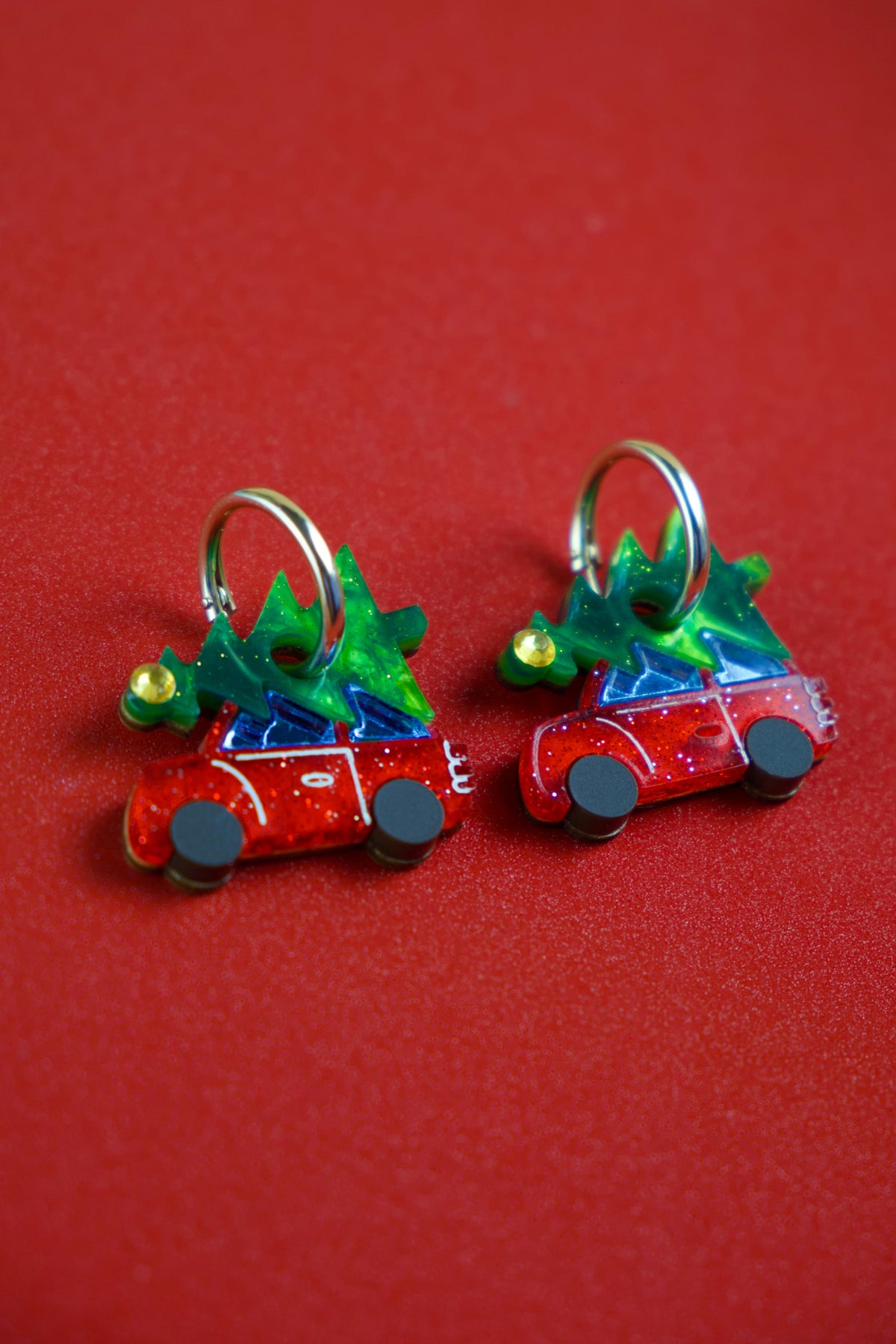 Christmas Tree Car Hoop Earrings | Festive Christmas Jewellery