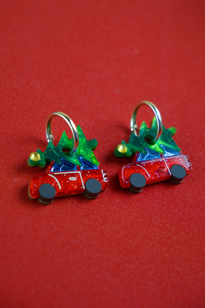 Christmas Tree Car Hoop Earrings | Festive Christmas Jewellery