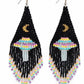 Beaded Earrings - Handmade Hypoallergenic Black UFO