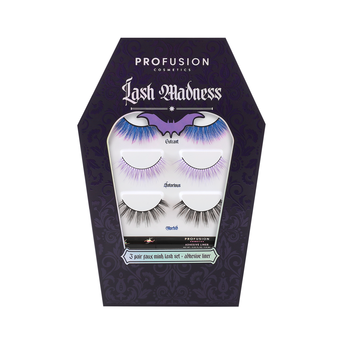 LASH MADNESS | 3-PAIR FAUX MINK LASH SET + ADHESIVE LINER