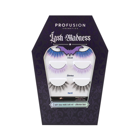 LASH MADNESS | 3-PAIR FAUX MINK LASH SET + ADHESIVE LINER