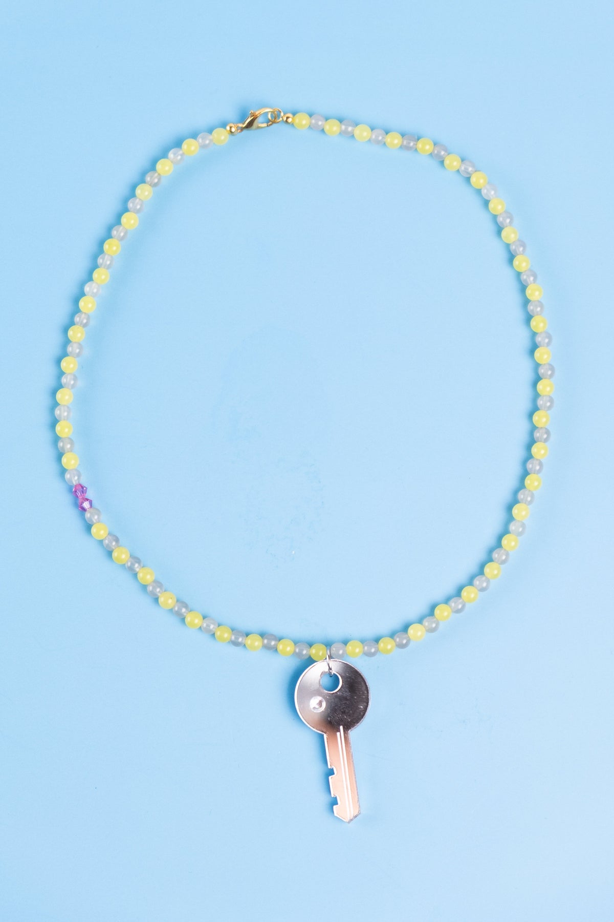 Lemon Jasper Key Necklace | Statement Beaded Jewellery