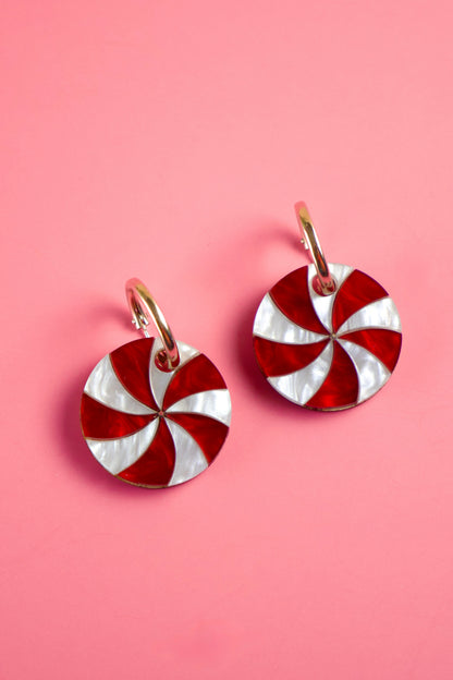 Candy Swirl Hoop Earrings | Christmas Jewellery