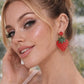 Strawberry Earrings UK – Cute Fruit Statement Drop Earrings (Red & Green Jewellery)