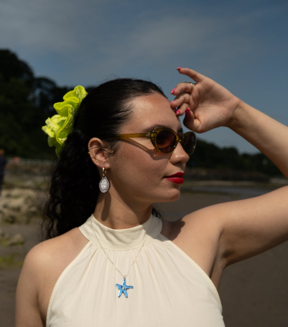 Blue Starfish Necklace | Coastal Statement Jewellery