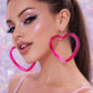 Pink Heart Hoop Earrings UK – Cute Statement Heart Earrings (Lightweight Hoops)