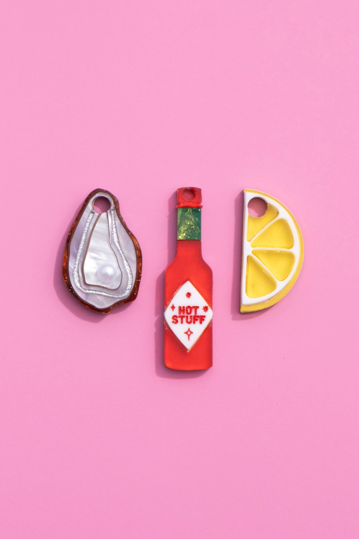 Oyster, Lemon & Hot Sauce Hoop Earrings | Food Jewellery